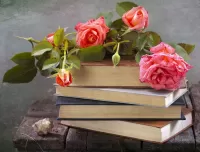 パズル Flowers and books