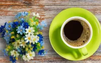Пазл Цветы и кофе