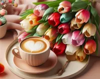 Quebra-cabeça Flores e café