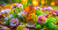 Jigsaw Puzzle Flowers and leaves