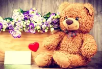 Rompecabezas Flowers and Teddy bear
