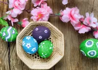 Quebra-cabeça Flowers and Easter eggs
