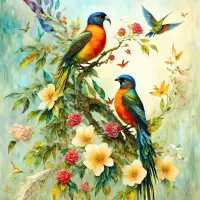 Quebra-cabeça Flowers and birds