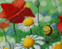 Quebra-cabeça Flowers and bumblebee