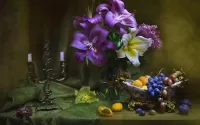 Пазл Цветы и свечи
