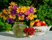 Jigsaw Puzzle Flowers and apples