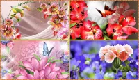 パズル Flowers. Collage.