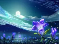 Jigsaw Puzzle Flowers under the moon