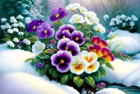 Puzzle Flowers in the snow