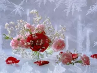 Jigsaw Puzzle Flowers behind glass 1