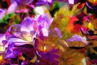 パズル Color stained glass of flowers