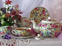 Quebra-cabeça Flower tea-set