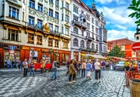 Rompecabezas Tourists in Prague