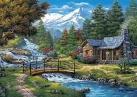 Jigsaw Puzzle Two Small Waterfalls