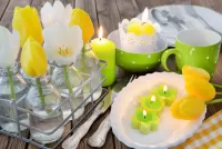 Jigsaw Puzzle Tulips and candles