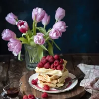 Jigsaw Puzzle Tulips and pastries