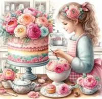 Слагалица Decorating the cake