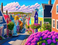 Puzzle Street of bright houses