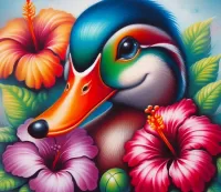 Puzzle Kaczki i hibiskusy