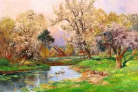 Jigsaw Puzzle ducks in spring