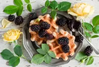 Puzzle Waffles and blackberry
