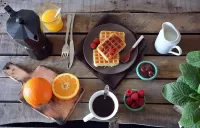 Jigsaw Puzzle Waffles and coffee