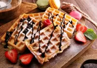 Jigsaw Puzzle Waffles and berries