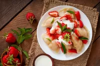 Puzzle Dumplings with strawberries