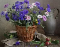 Jigsaw Puzzle Cornflowers in a basket