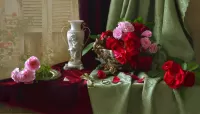 Rompecabezas Vase with roses