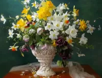 Jigsaw Puzzle Vase with Flowers