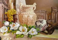Quebra-cabeça Vases and magnolia