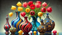 Zagadka Vases and tulips