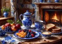 Puzzle Serata vicino al camino