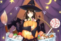 Quebra-cabeça Witch with pumpkin