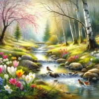 Jigsaw Puzzle Spring forest
