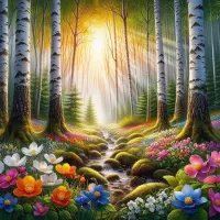 Jigsaw Puzzle Spring forest