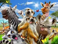Puzzle funny animals