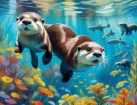 Rompicapo Otters underwater
