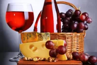 Zagadka Wine and cheese still life