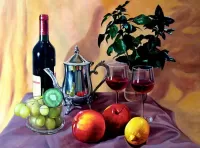 Пазл Вино и фрукты 