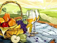 Пазл Вино и фрукты