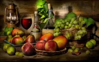 Пазл Вино и фрукты