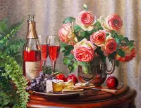 Jigsaw Puzzle Wine and roses