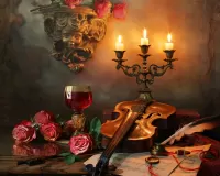 Jigsaw Puzzle Wine and candles