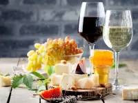 Jigsaw Puzzle Wine and appetizer