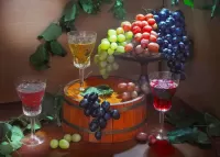 Jigsaw Puzzle Grapes and drinks
