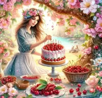 Jigsaw Puzzle Cherry cake