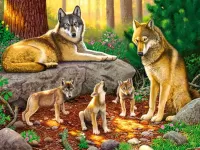 Пазл Волчье семейство