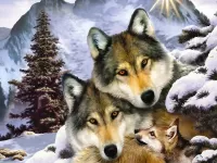 Пазл Волчья семья